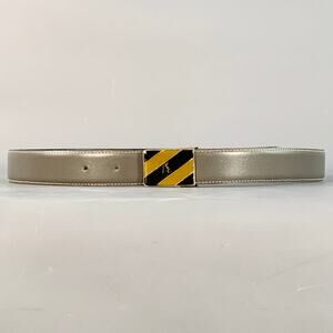 YVES SAINT LAURENT Vintage Size 37 Grey Silver Leather Belt
